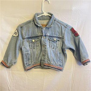 90's Gap Denim Girl's Button Jean Jacket With Custom Patches--Size XS
